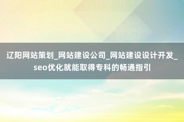 辽阳网站策划_网站建设公司_网站建设设计开发_seo优化就能取得专科的畅通指引